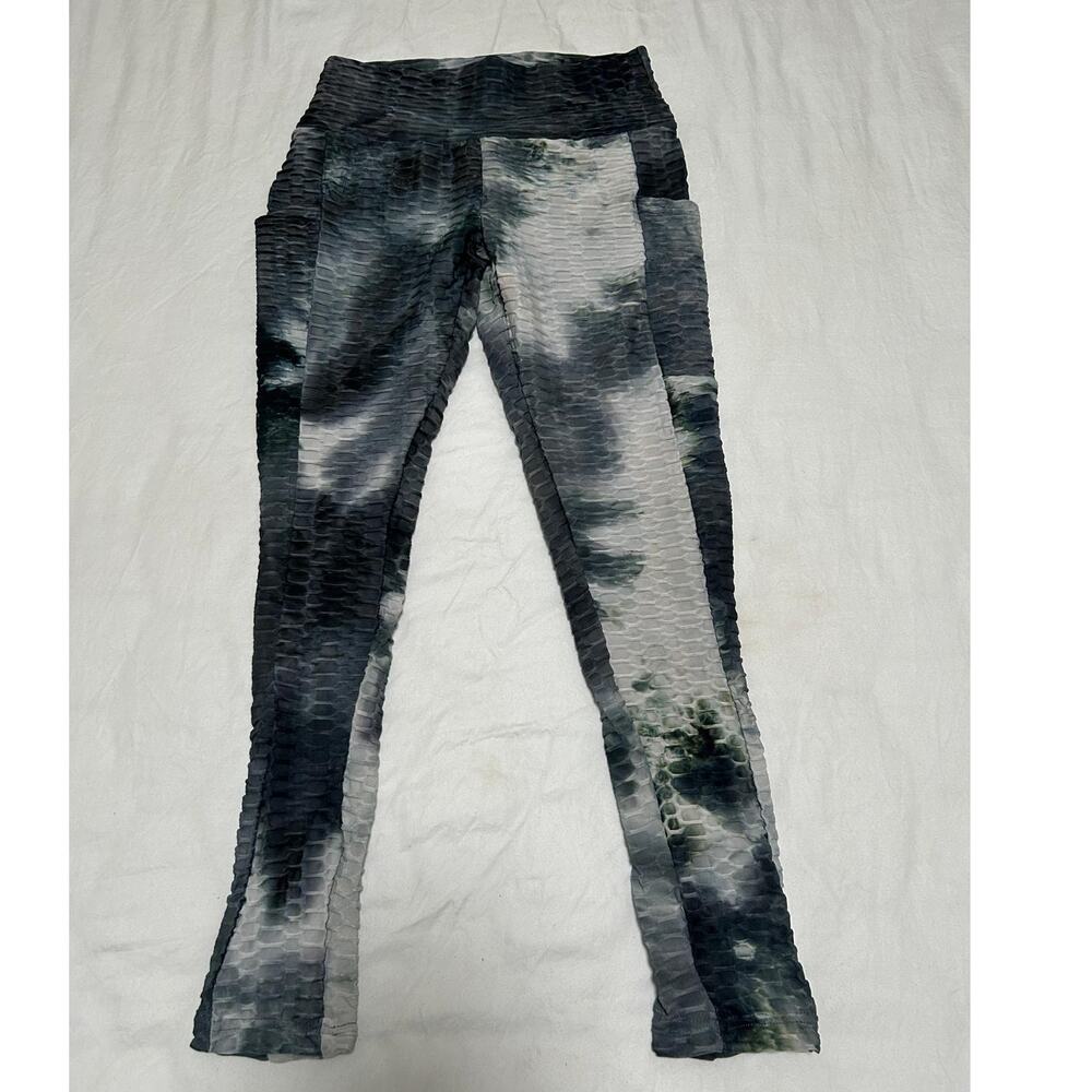 Women’s Black & Gray Tie-Dye Textured Joggers